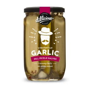 Dillicious STRAIGHT UP Garlic Pickle - Halves 675g
